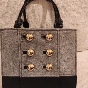 Kate Spade Gray and Black Structured Tote with Gold Details